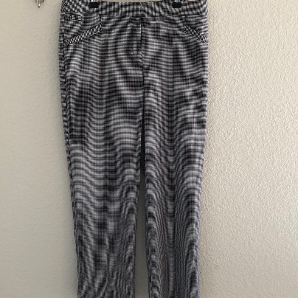 Izod Perform pants Stretch Black White Houndstooth w pink highlight Size 10